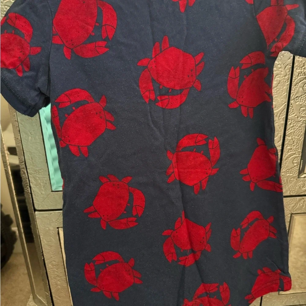 Carter's Navy Short-Sleeve Dress with Red Crab Motif
